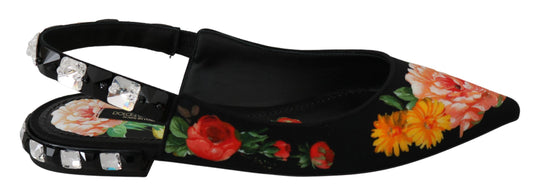 Dolce &amp; Gabbana Elegant floral flats with crystal embellishment