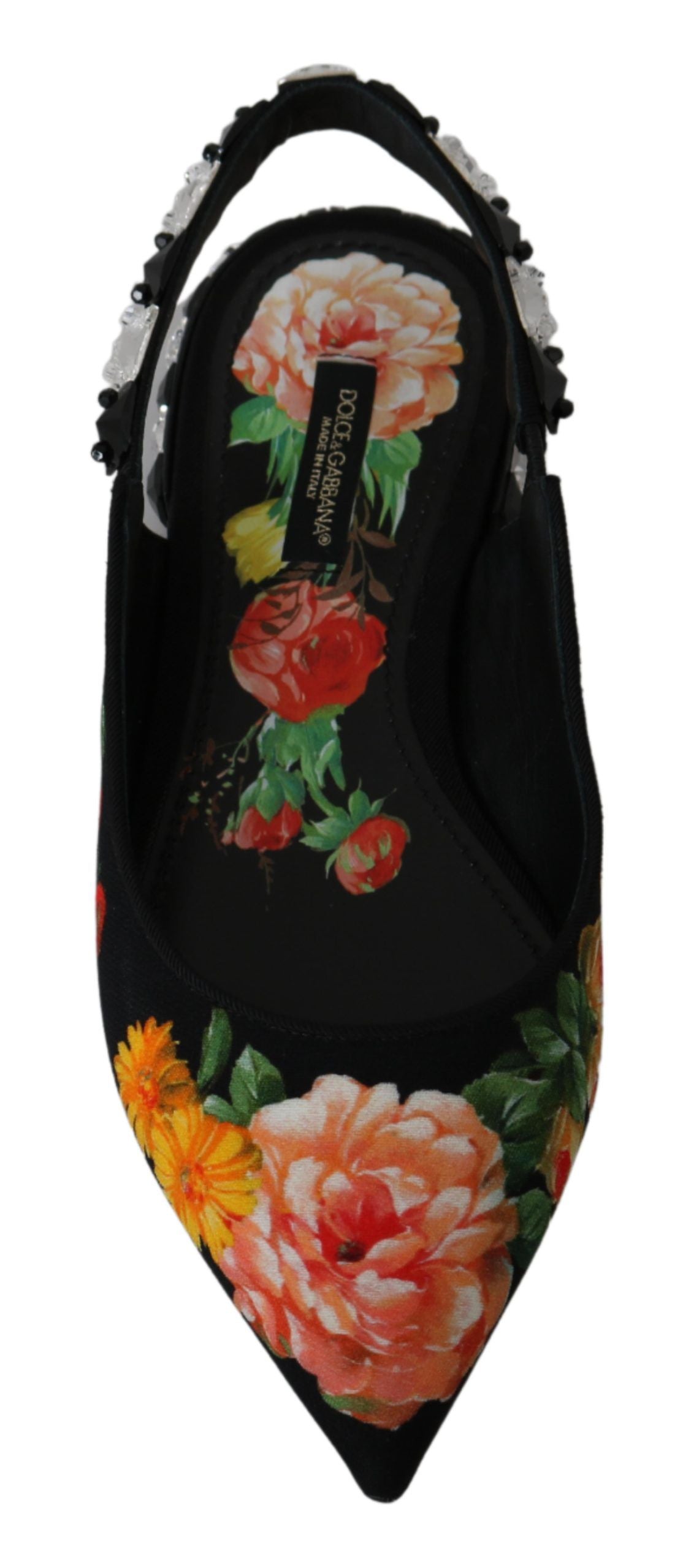 Dolce &amp; Gabbana Elegant floral flats with crystal embellishment