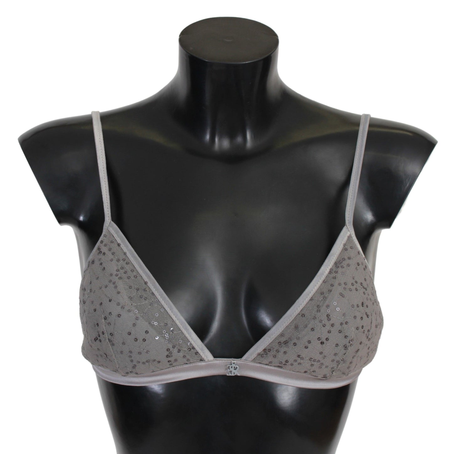 Ermanno Scervino Sequined Grey Triangle Bra Luxury Lingerie