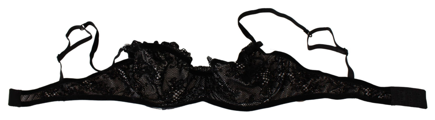 Ermanno Scervino Smooth black mesh balcony bra