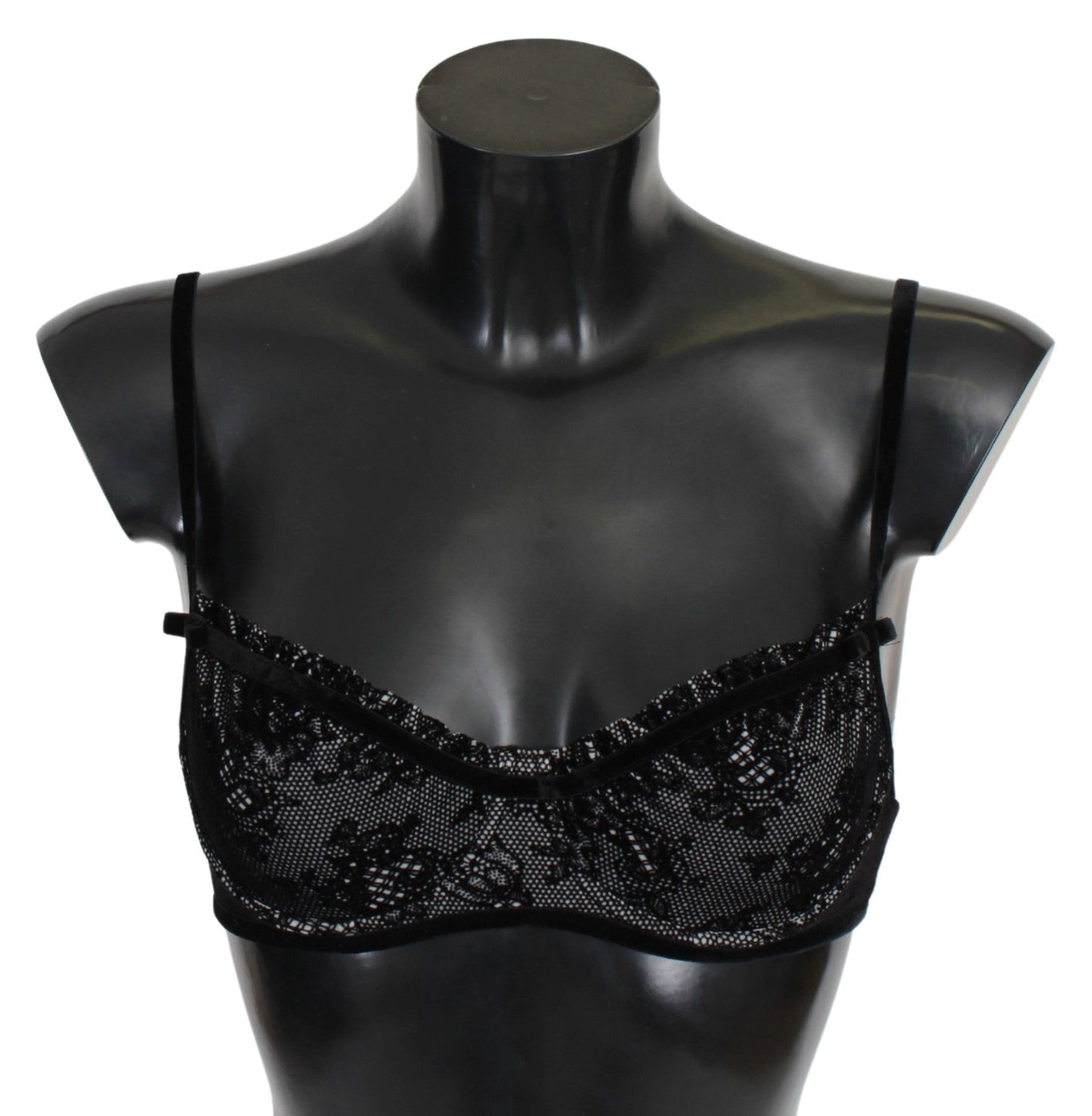 Ermanno Scervino Smooth black mesh balcony bra