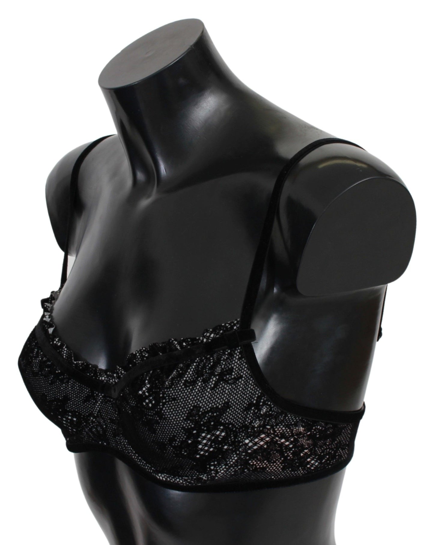 Ermanno Scervino Smooth black mesh balcony bra