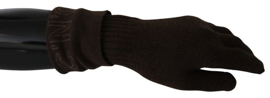 Costume National Elegant brown knitted gloves