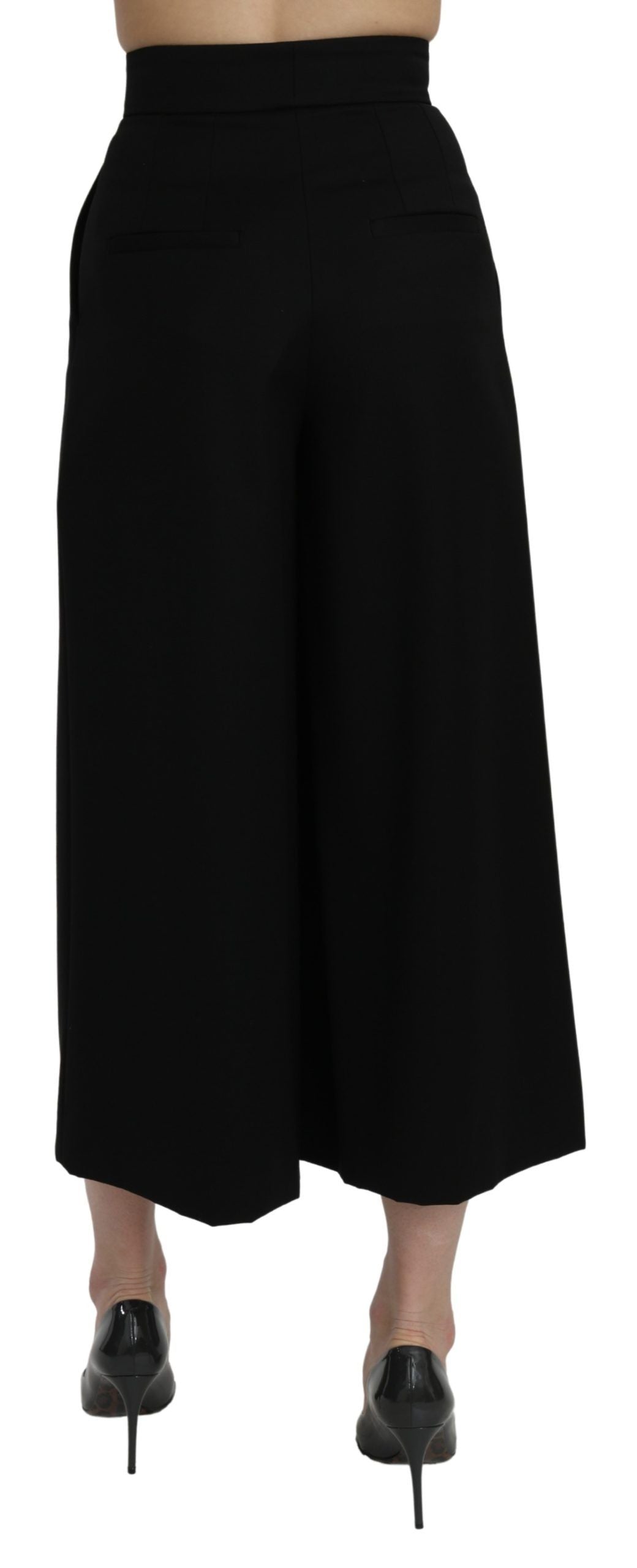 Dolce &amp; Gabbana Elegant wool trousers with high waist and wide leg