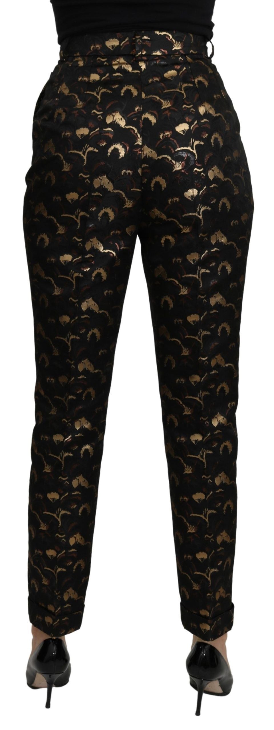 Dolce &amp; Gabbana Elegant tapered brocade trousers with high waist