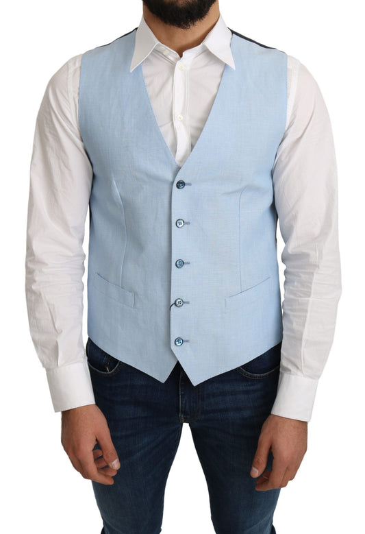 Dolce &amp; Gabbana Elegant Azure Blue Men's Vest for Formal Occasions