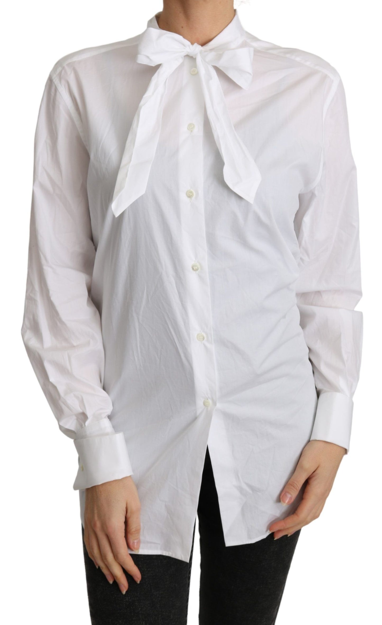 Dolce &amp; Gabbana Elegant blouse with shawl collar made of cotton