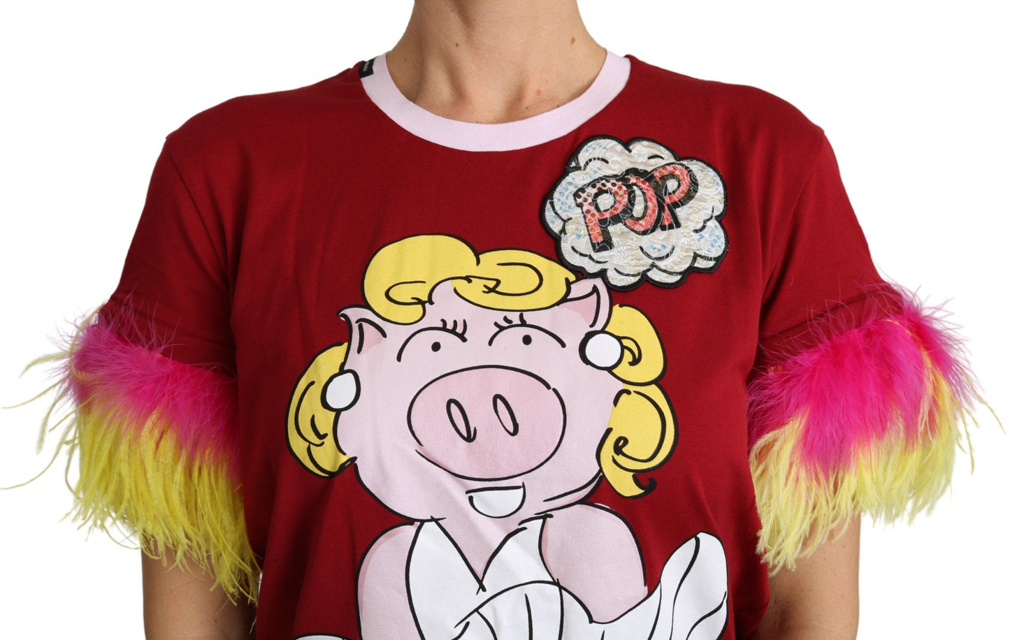 Dolce &amp; Gabbana Chic round neck T-shirt with red pig print