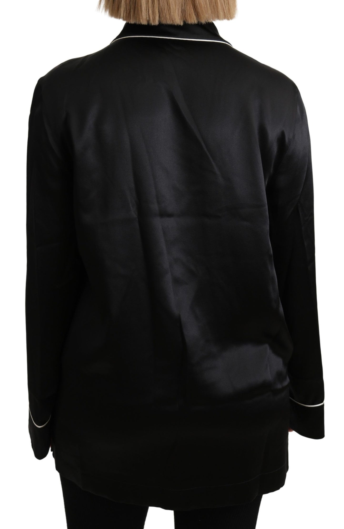 Dolce &amp; Gabbana Elegant black silk blouse with button placket