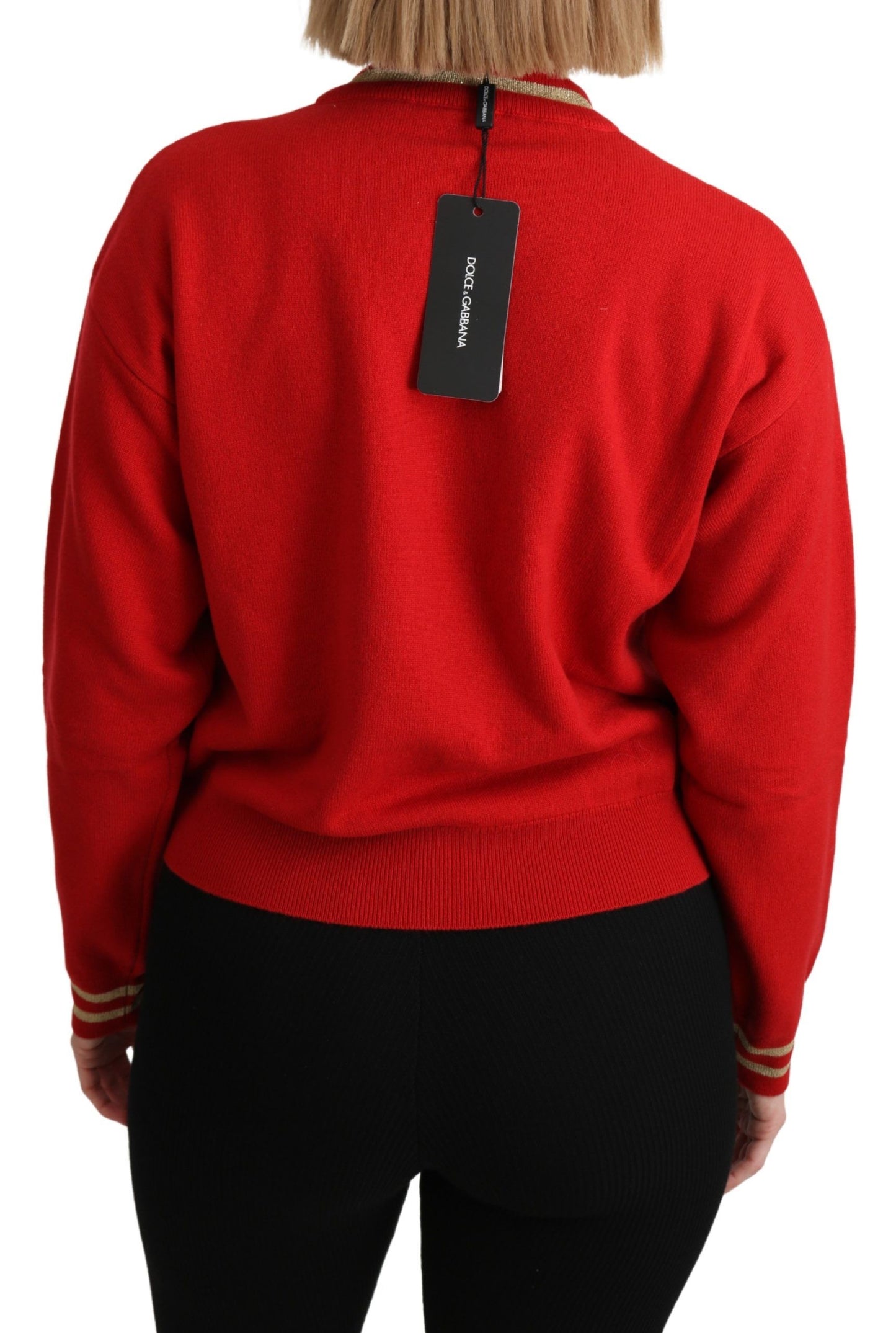 Dolce &amp; Gabbana Bright red cashmere sweater with cartoon motifs