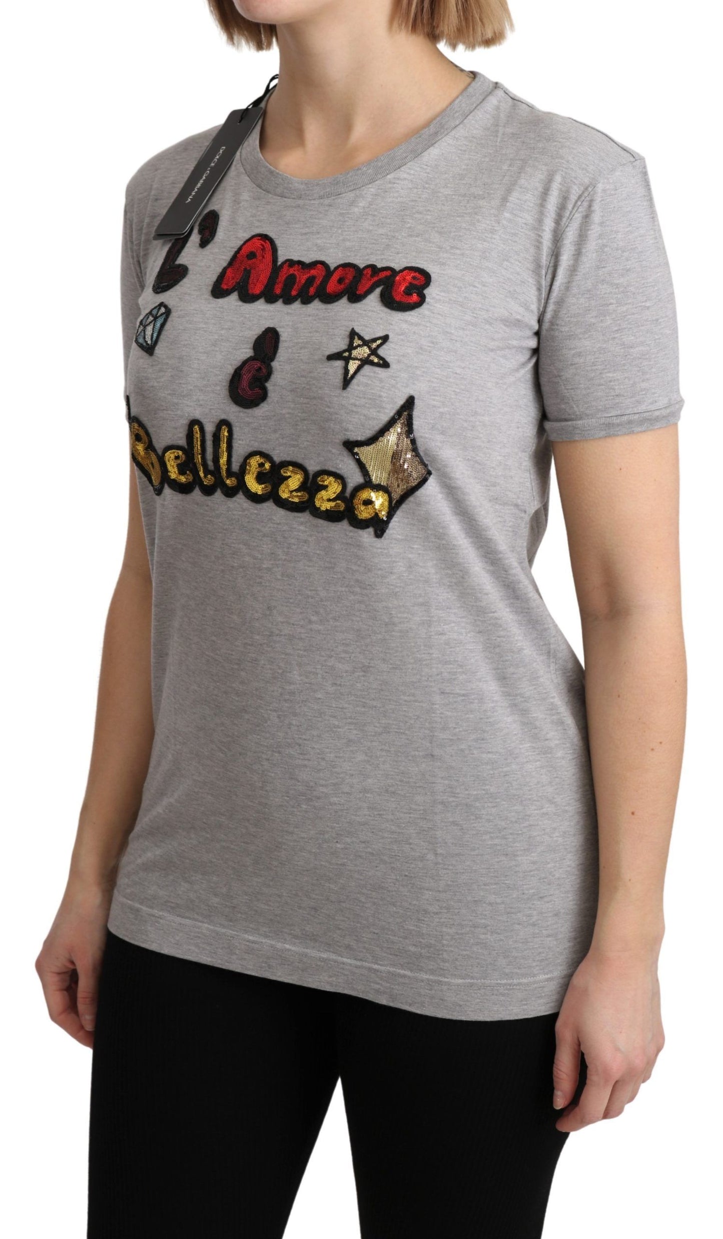 Dolce &amp; Gabbana cotton T-shirt with sequin motif