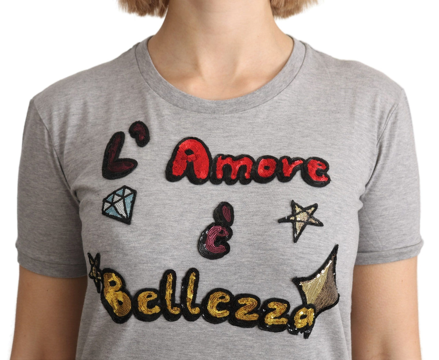 Dolce &amp; Gabbana cotton T-shirt with sequin motif