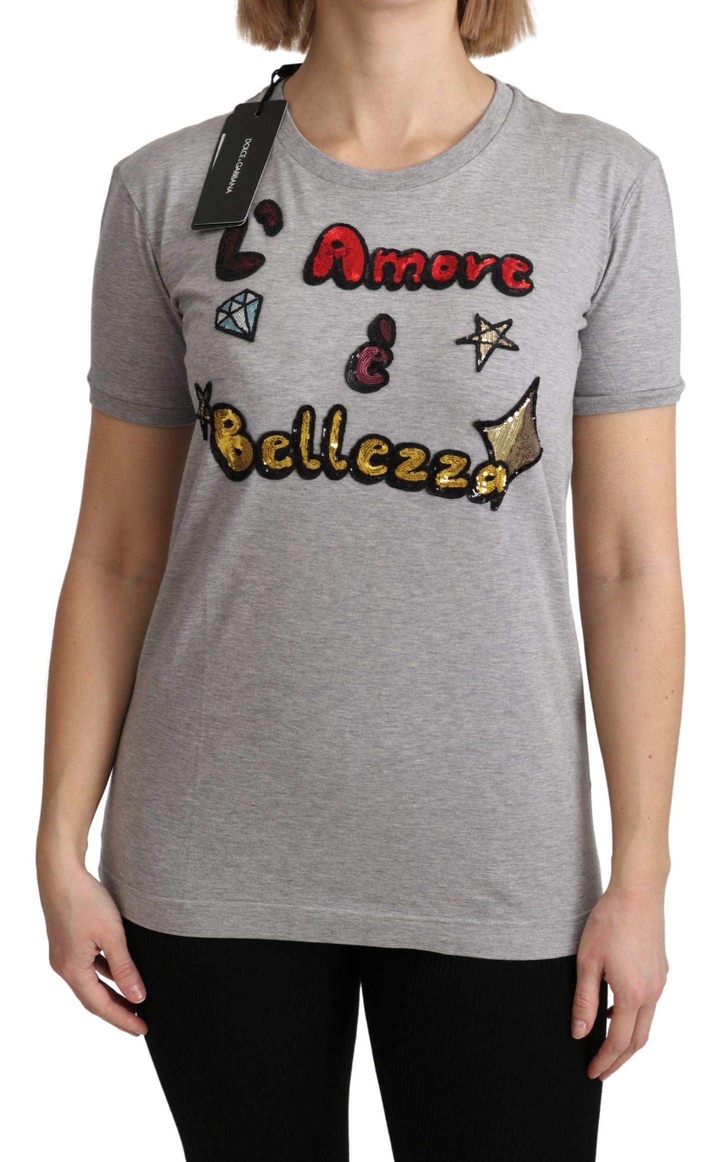 Dolce &amp; Gabbana cotton T-shirt with sequin motif