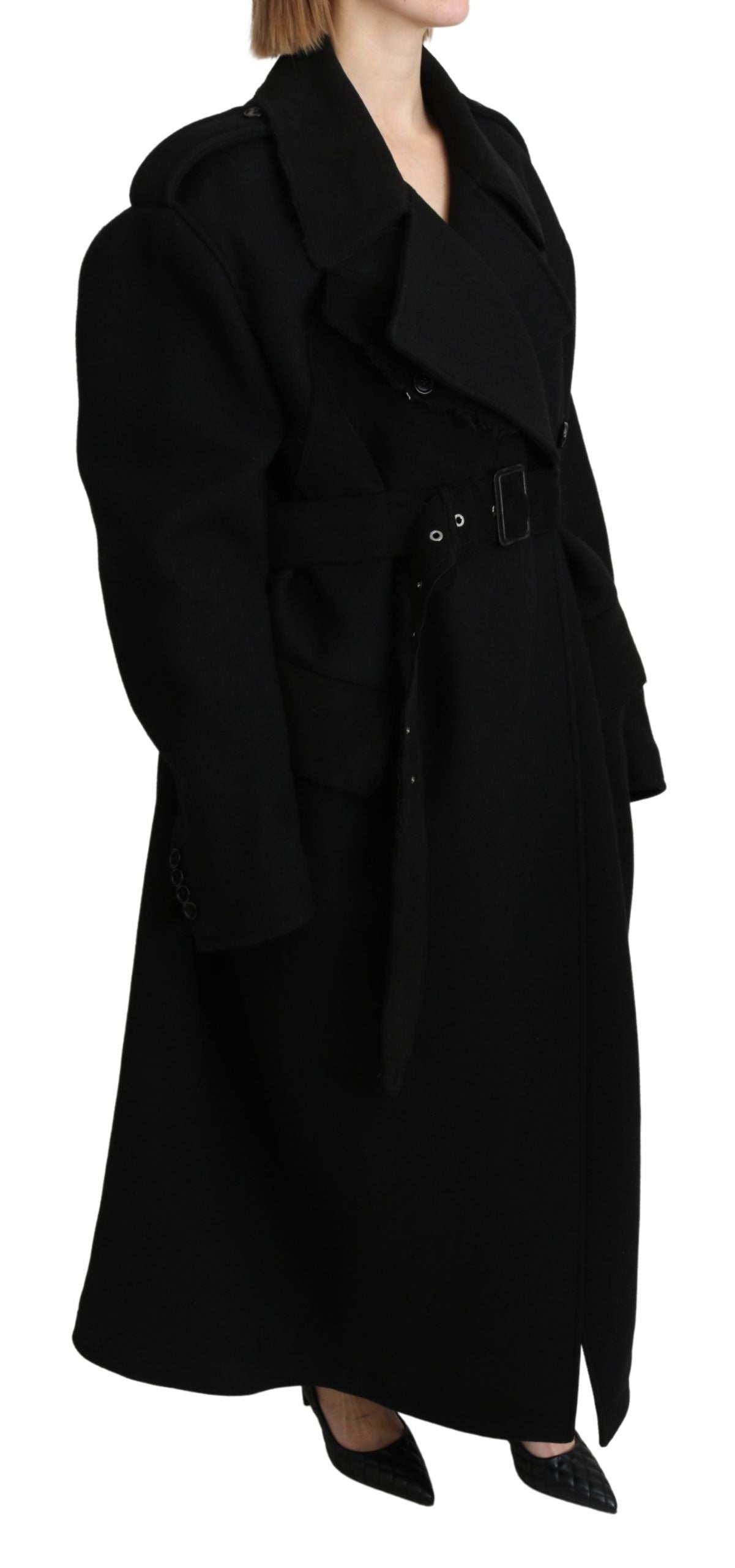 Dolce & Gabbana Eleganter Trenchcoat aus schwarzer Wolle