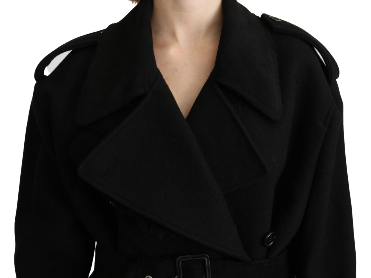 Dolce & Gabbana Eleganter Trenchcoat aus schwarzer Wolle