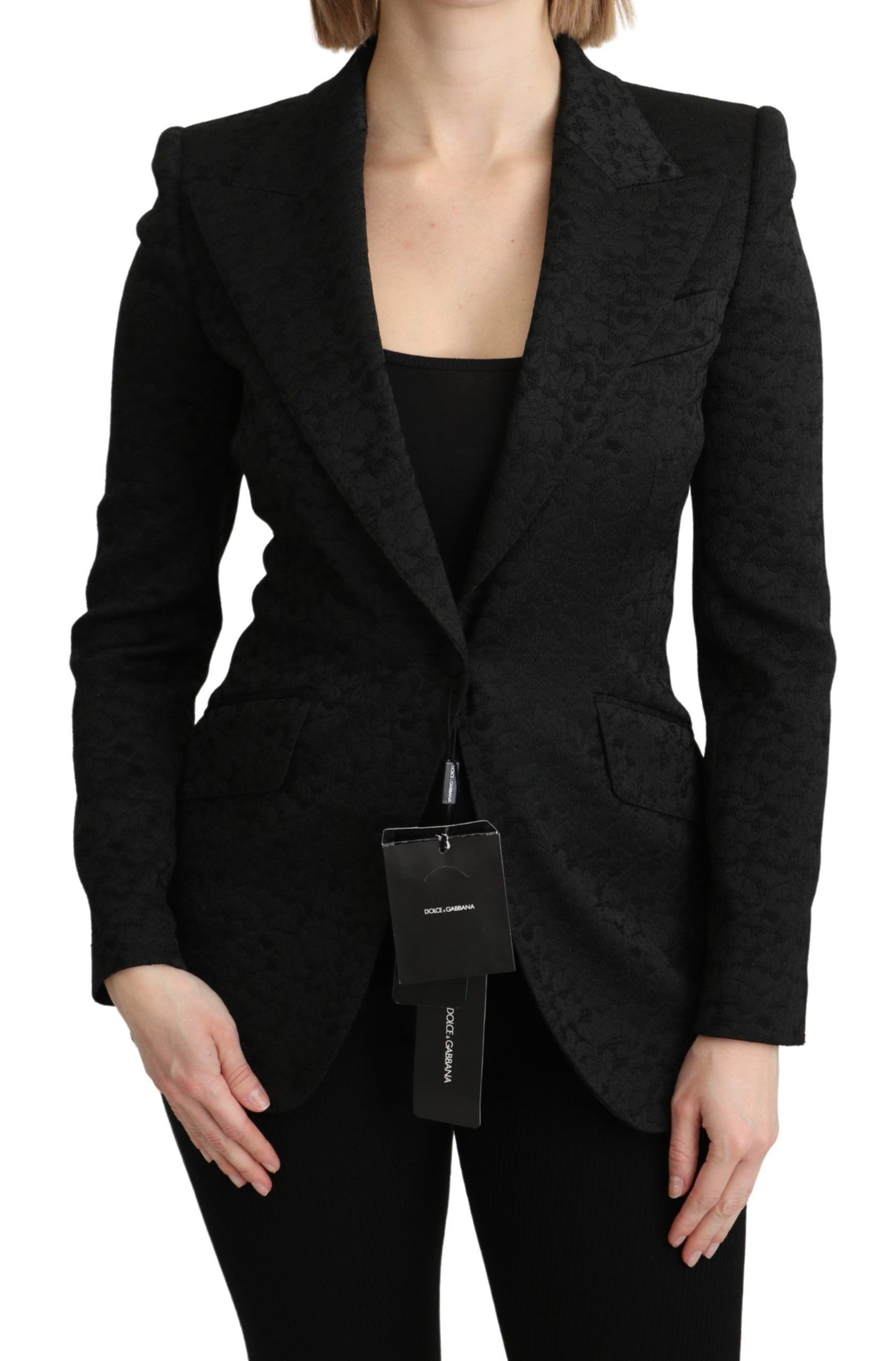 Dolce & Gabbana Eleganter einreihiger Blazer aus schwarzem Brokat