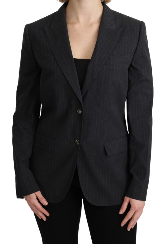 Dolce & Gabbana Eleganter grauer gestreifter Baumwollblazer