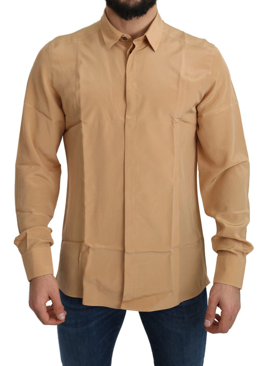 Dolce &amp; Gabbana Elegant Yellow Silk Shirt for Men