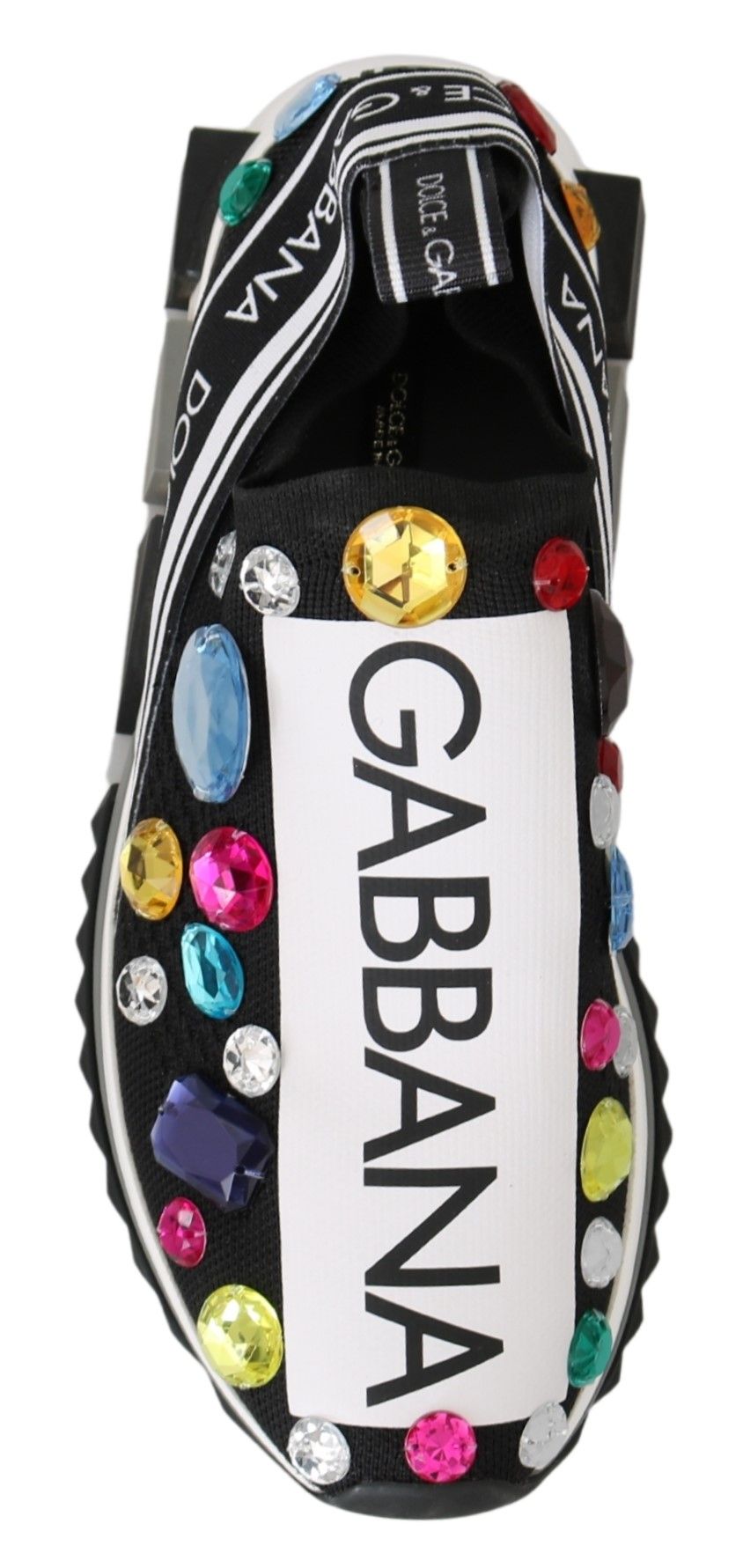 Dolce &amp; Gabbana Black Low-Top Sneakers with Crystal Embellishment