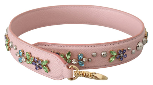 Dolce &amp; Gabbana Stunning Pink Crystal-Studded Leather Bracelet