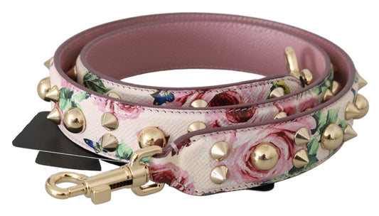 Dolce & Gabbana Schicker floraler rosa Leder-Schulterriemen