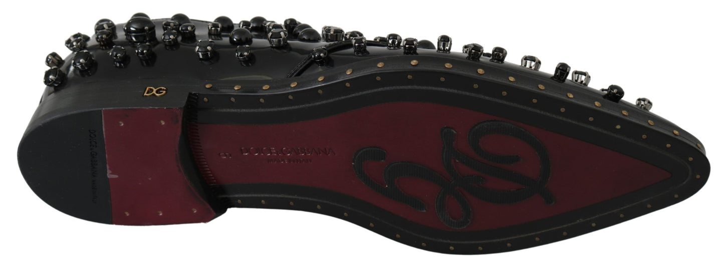 Dolce & Gabbana Elegante Schwarze Kristall-Lederschuhe