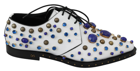 Dolce &amp; Gabbana Elegant dress shoes in white leather with crystals