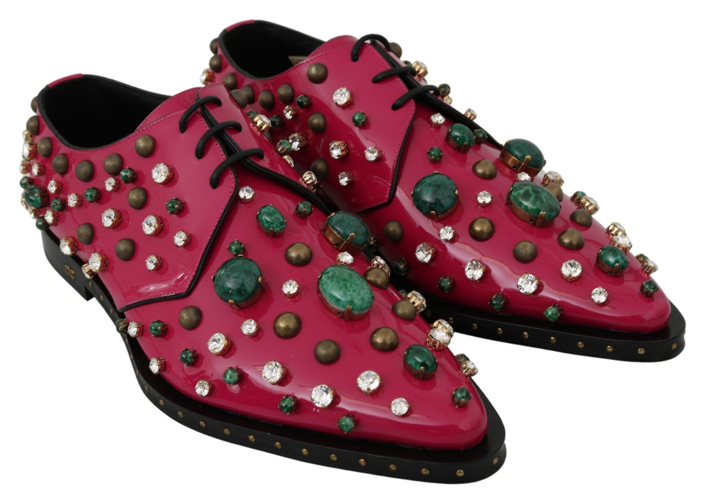 Dolce &amp; Gabbana Fuchsia Pink Crystal Patent Flats