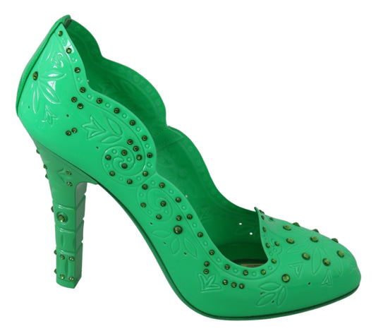 Dolce &amp; Gabbana Magical Cinderella crystal pumps in rich green