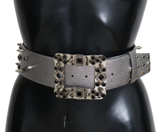 Dolce &amp; Gabbana Stunning crystal-embellished silver leather belt