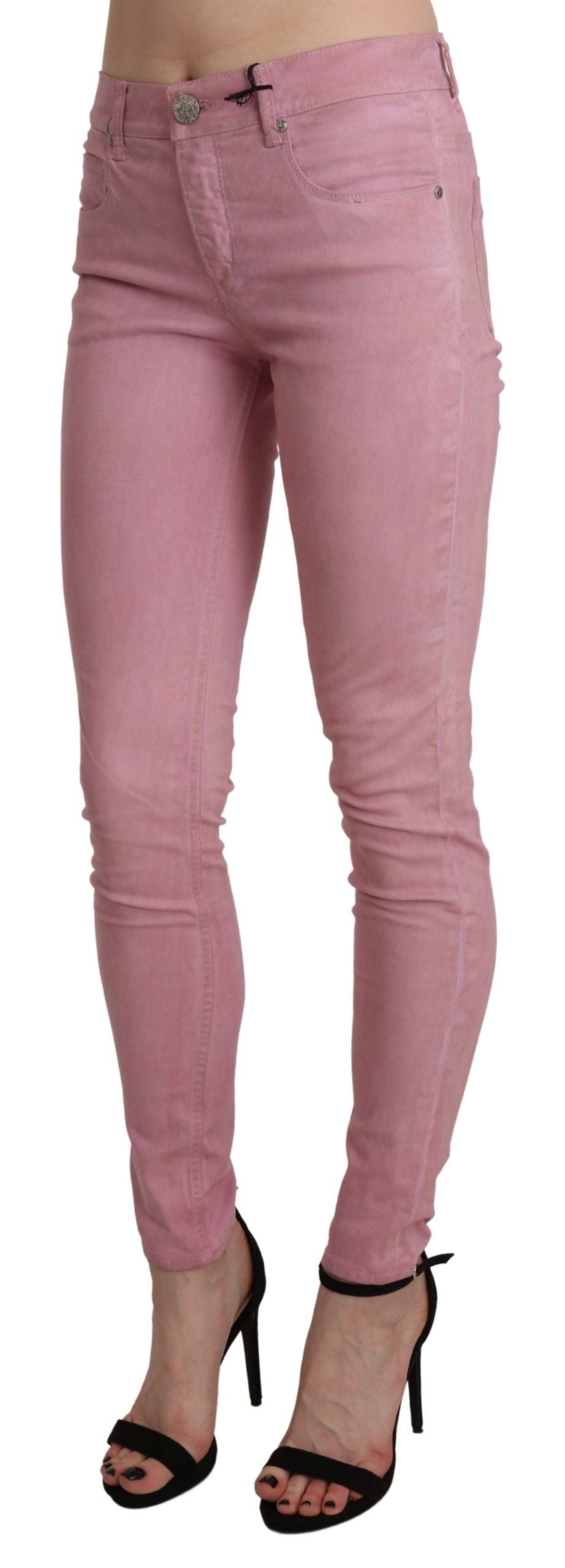 Eight Chic Pink Mid Waist Skinny Jeans