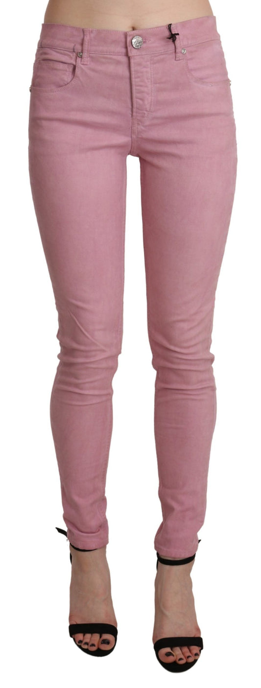 Kahdeksan Chic Pink Mid Waist Skinny Farkut