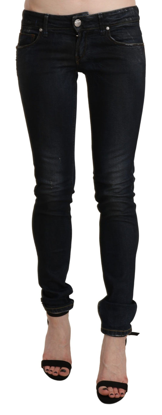 Acht Schicke Skinny-Jeans mit niedriger Taille in Schwarz