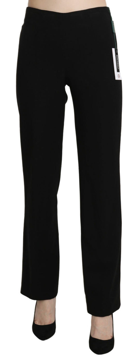 BENCIVENGA Elegante Schwarze Straight Pants mit hoher Taille