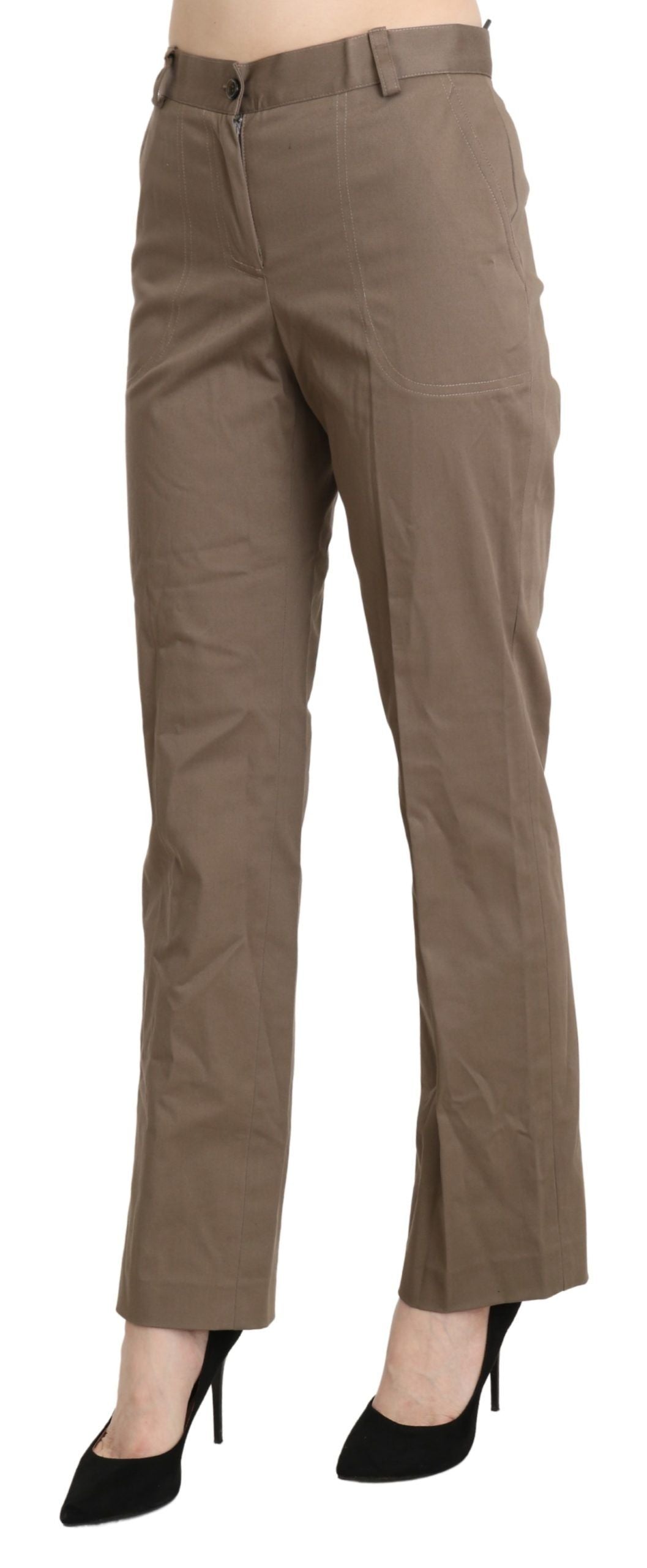 BENCIVENGA Elegante Straight Pants mit hoher Taille in Braun