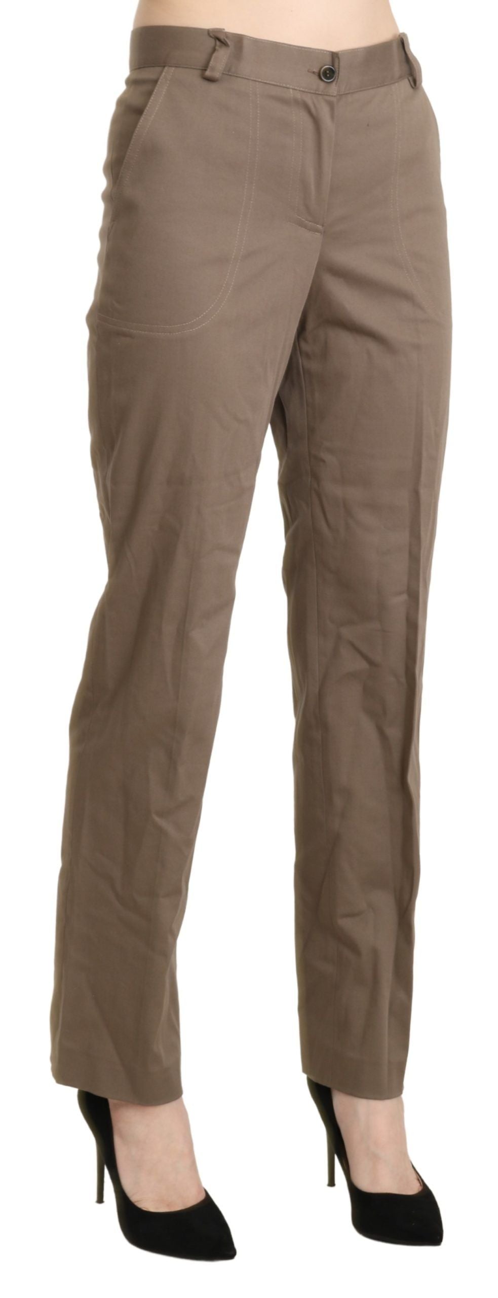 BENCIVENGA Elegante Straight Pants mit hoher Taille in Braun