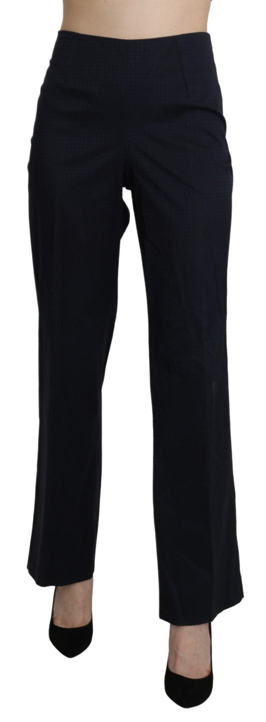 BENCIVENGA Navy blue high waist straight cotton trousers