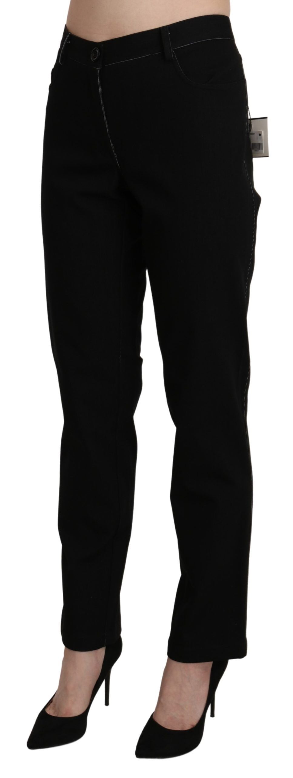 BENCIVENGA Elegant straight black trousers with high waist