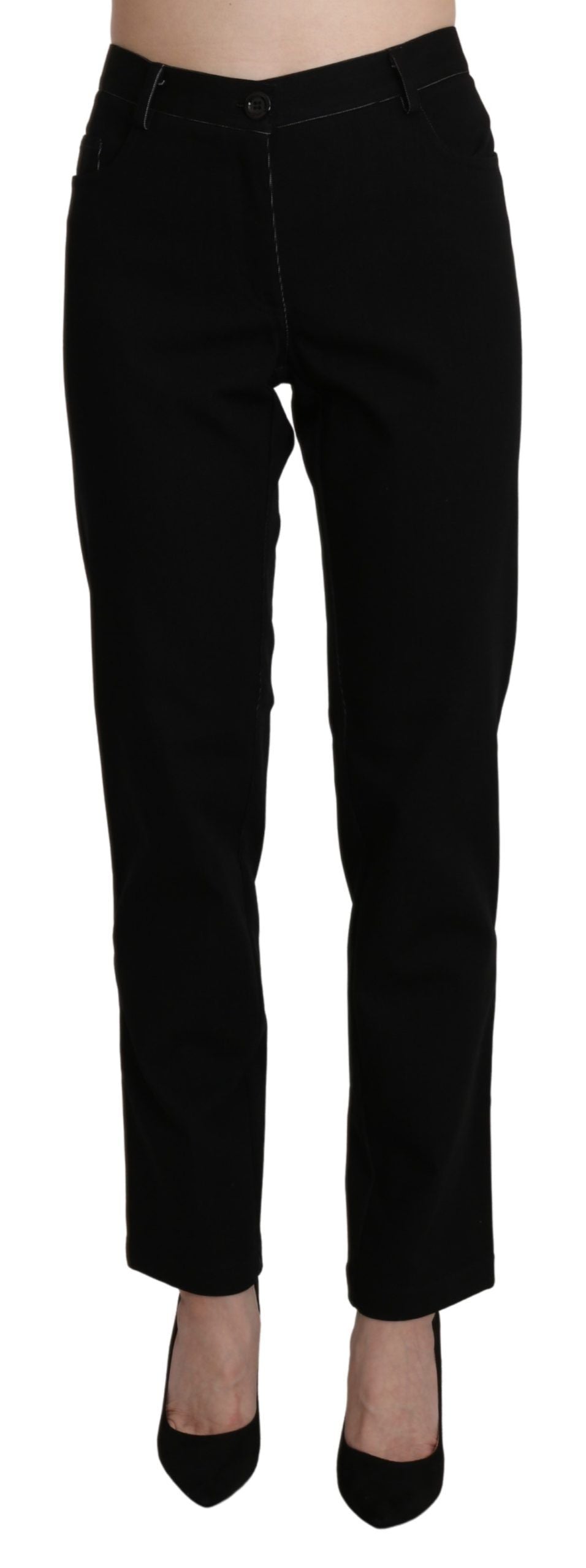 BENCIVENGA Elegant straight black trousers with high waist