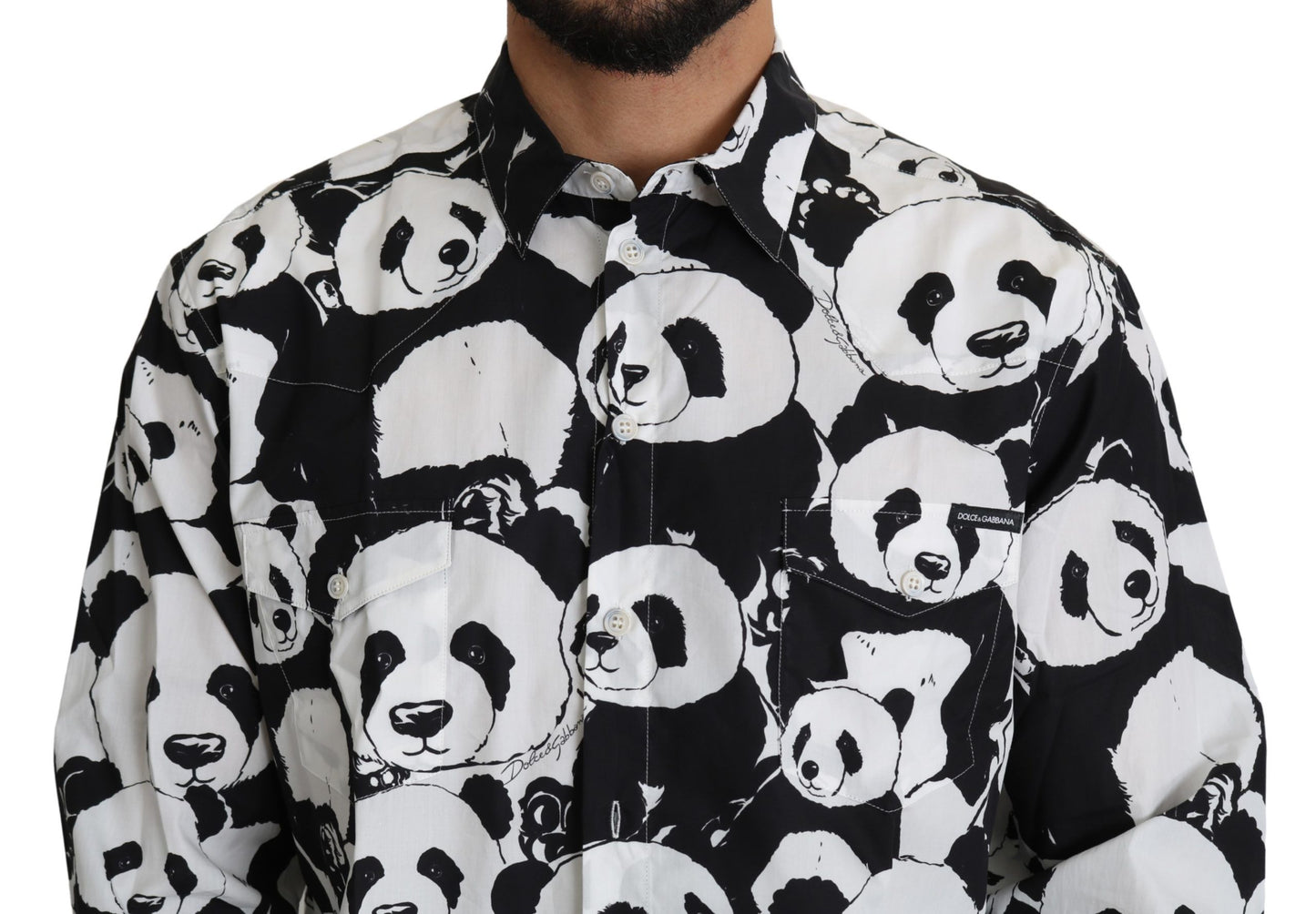 Dolce &amp; Gabbana panda print shirt in pure cotton - Black White