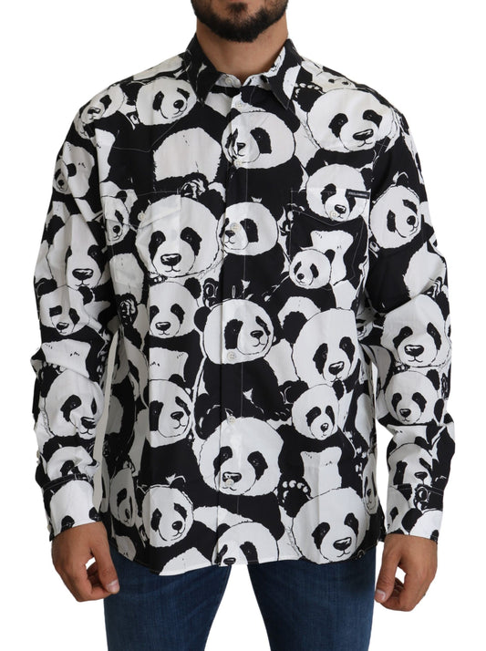 Dolce &amp; Gabbana panda print shirt in pure cotton - Black White