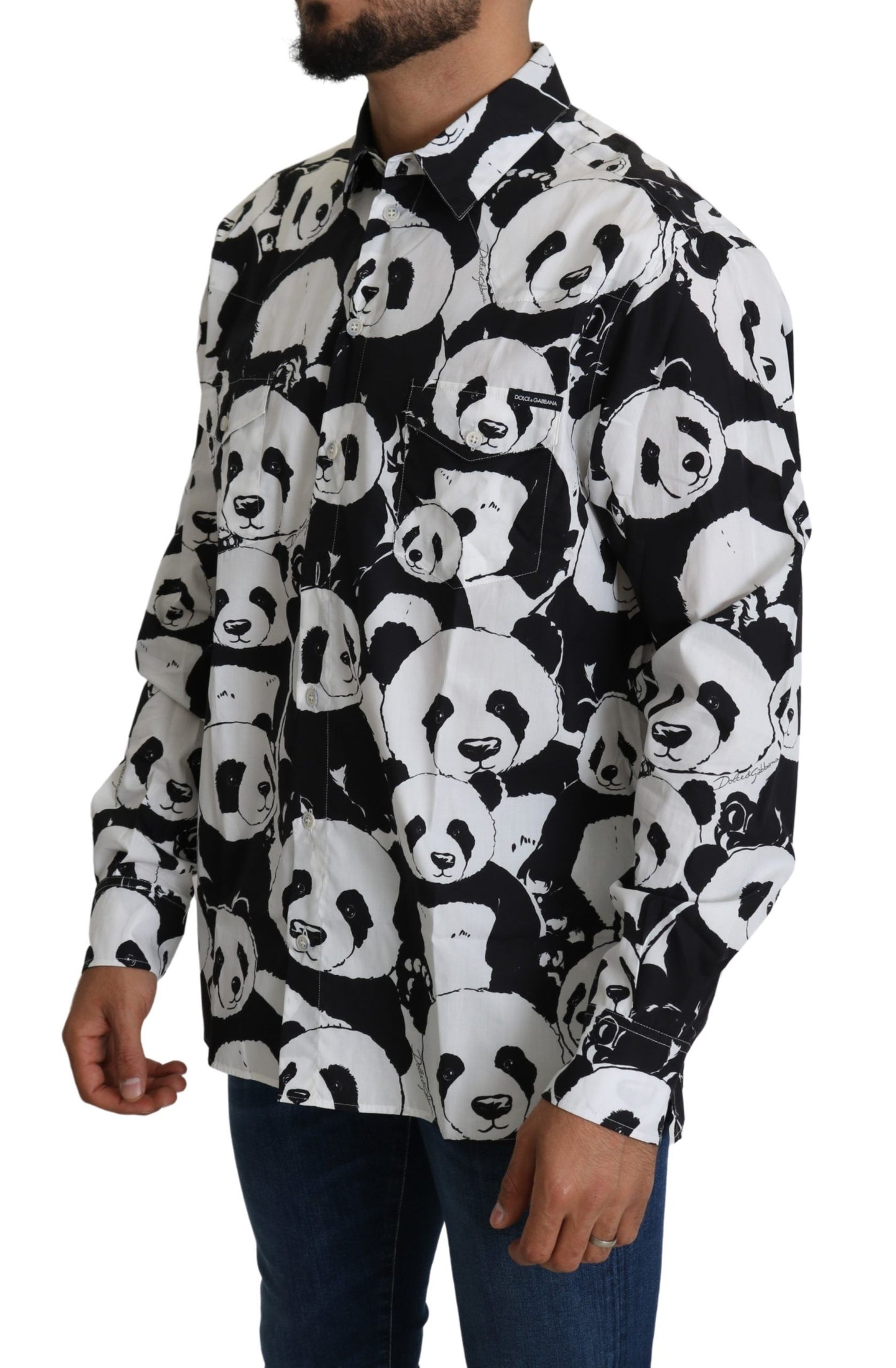 Dolce &amp; Gabbana panda print shirt in pure cotton - Black White