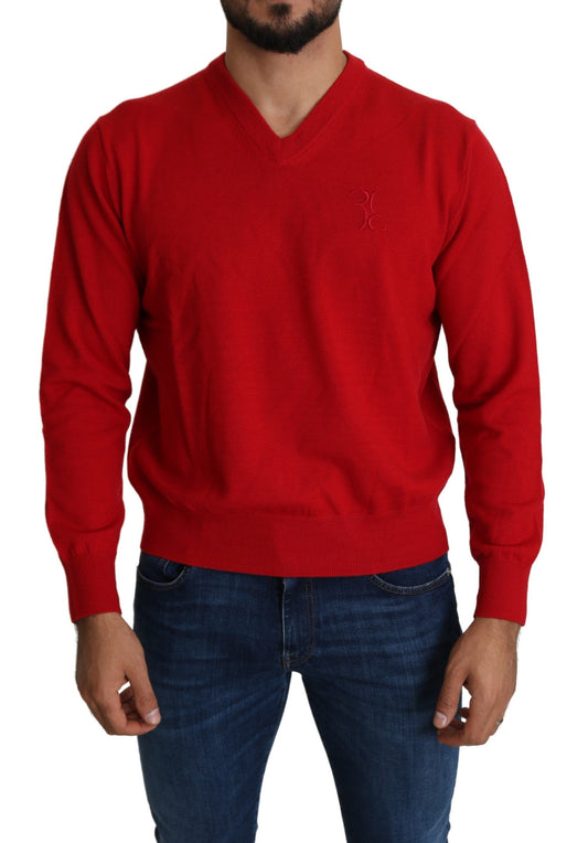 Billionaire Italian Couture Iconic embroidered sweater in red wool