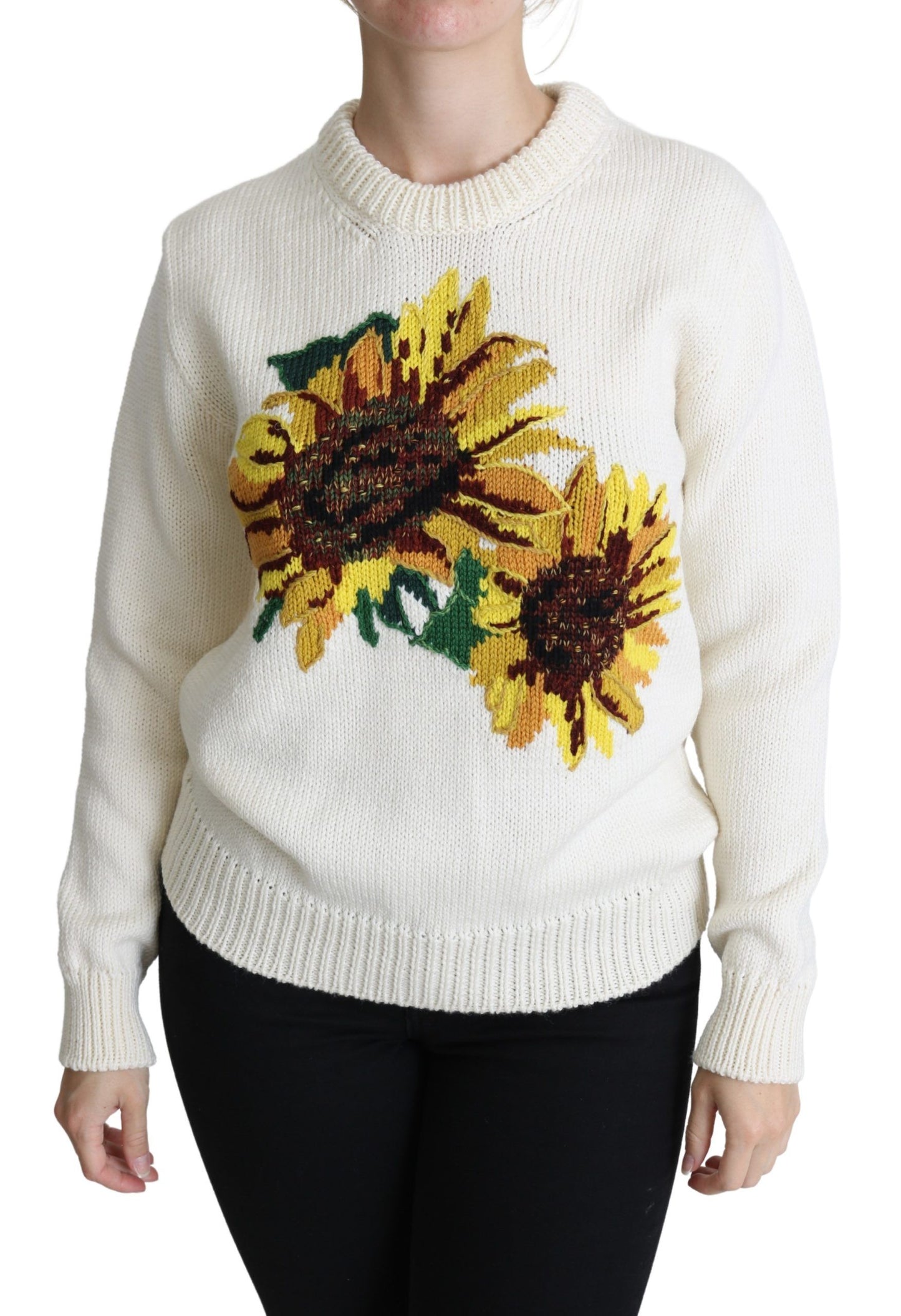 Dolce & Gabbana Eleganter gestrickter Sonnenblumen-Pullover