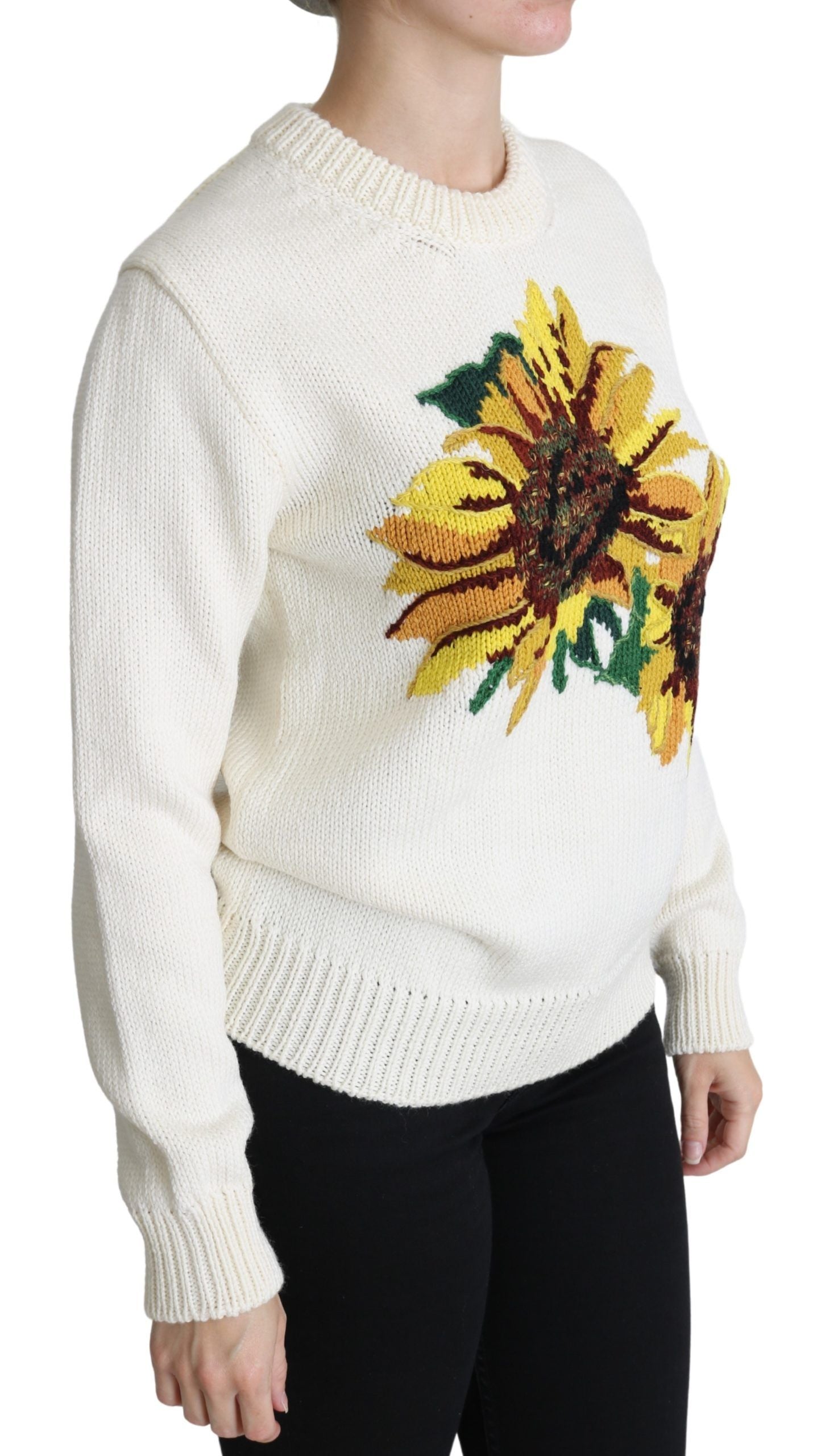 Dolce & Gabbana Eleganter gestrickter Sonnenblumen-Pullover