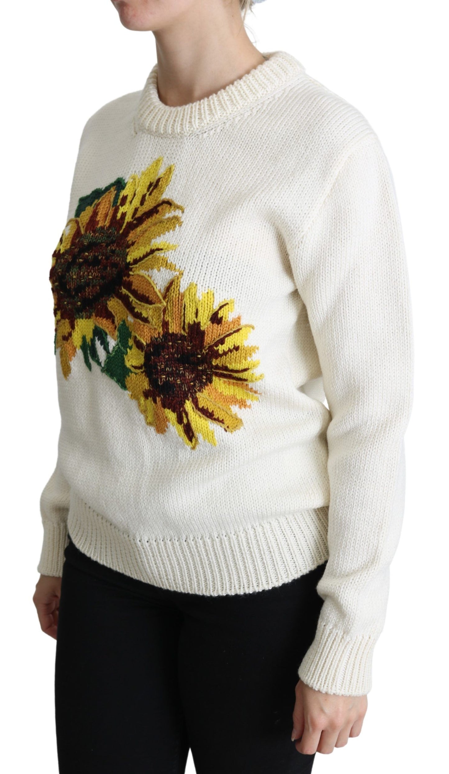 Dolce & Gabbana Eleganter gestrickter Sonnenblumen-Pullover