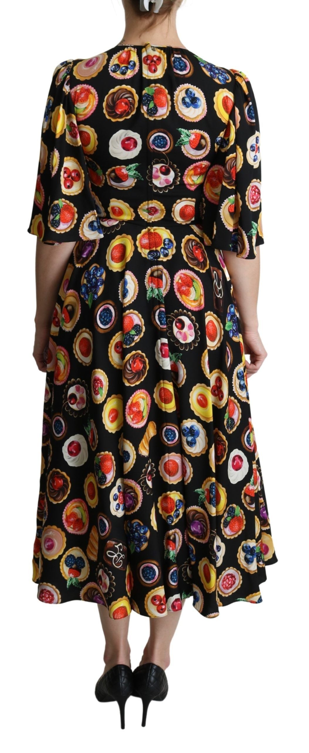 Dolce & Gabbana Schickes Multicolor-Maxi-Kleid mit Desserts-Druck