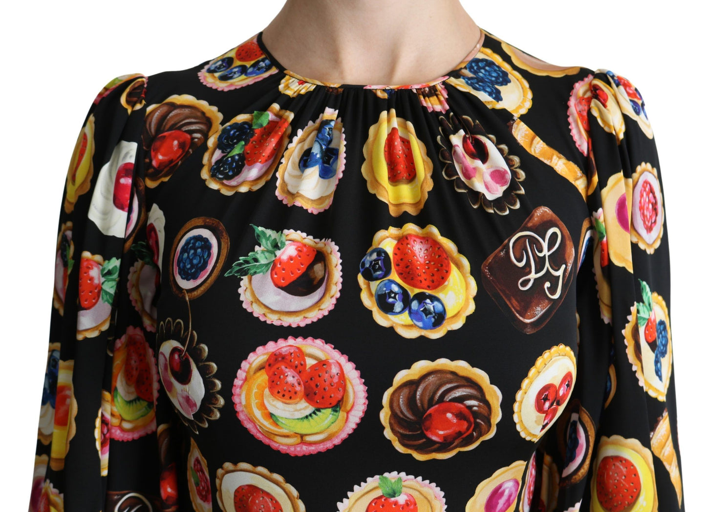 Dolce & Gabbana Schickes Multicolor-Maxi-Kleid mit Desserts-Druck