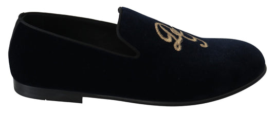 Dolce &amp; Gabbana Elegant Blue Brodeeratut Loafers