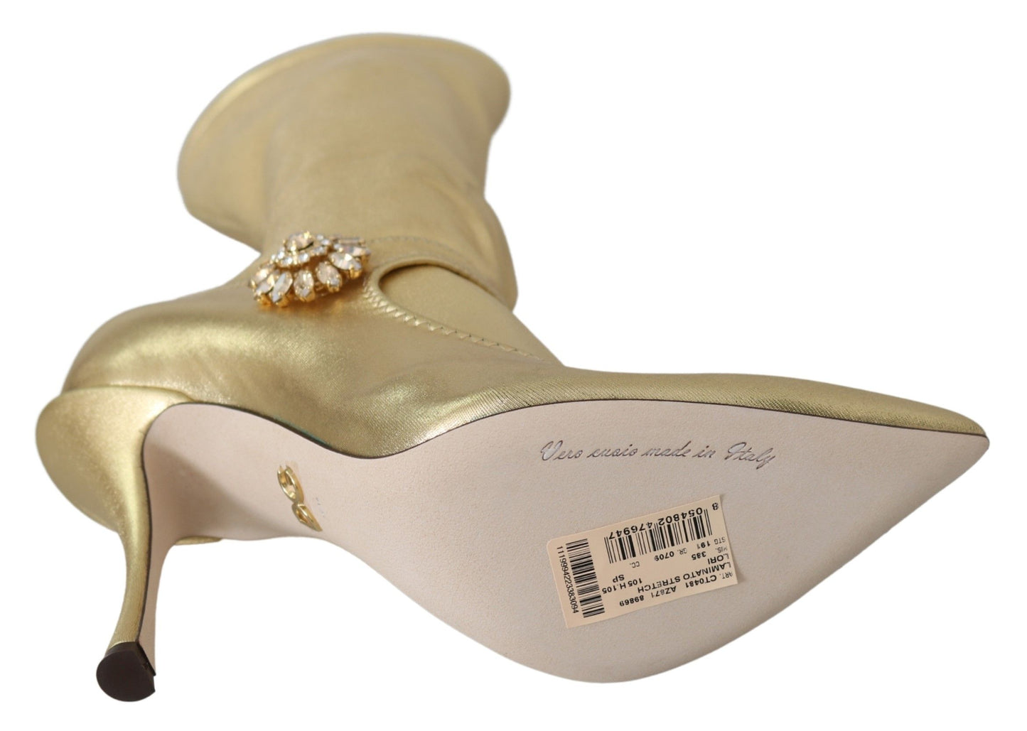 Dolce &amp; Gabbana Elegant Gold Boot Boot sukat strassit